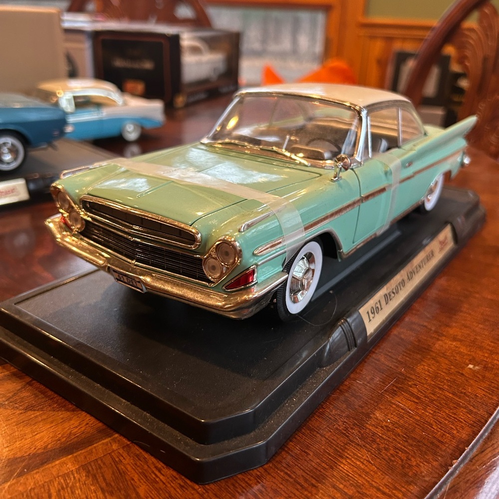 1961 desoto adventure Vintage Diecast Car Model in Green and Silver